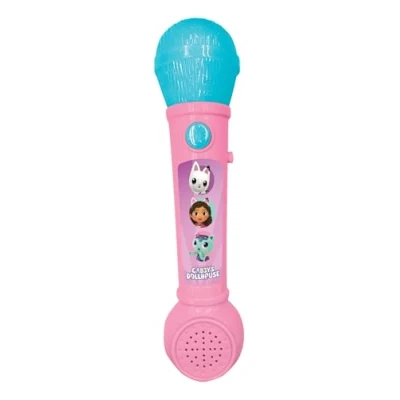 Image de Lexibook, Gabby et la Maison Magique, Microphone lumineux pour enfant, jeu musical, haut parleur intégré, effets lumineux, mélodies de démonstration, Rose/bleu, MIC80GDH