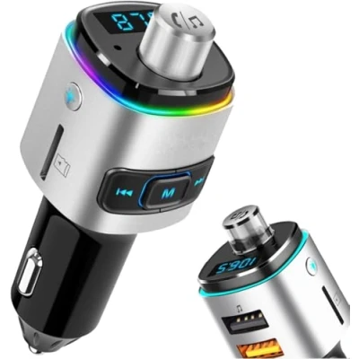 Afbeelding van MMOBIEL Bluetooth FM Transmitter Auto Carkit Radio Adapter voor Handsfree Bellen Zender V5.0 Oplader USB A QC 3.0