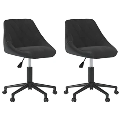 Afbeelding van vidaXL Eetkamerstoelen draaibaar 2 st fluweel zwart