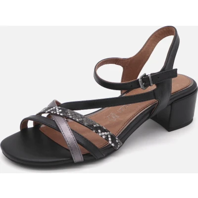Afbeelding van Marco Tozzi Sandalen, Dames, Maat: 41, Black comb Leer/ synthetisch