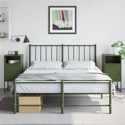 Image de vidaXL Tables de chevet 2 pcs vert olive 36x39x78 cm acier