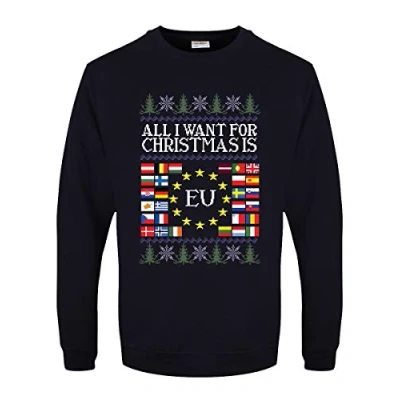 Afbeelding van Grindstore All I Want for Christmas is EU kersttrui voor heren, marineblauw, Navy Blauw