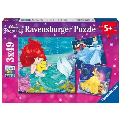 Afbeelding van Ravensburger puzzel Disney Princess Avonturen van de prinsessen Drie puzzels 49 stukjes kinderpuzzel