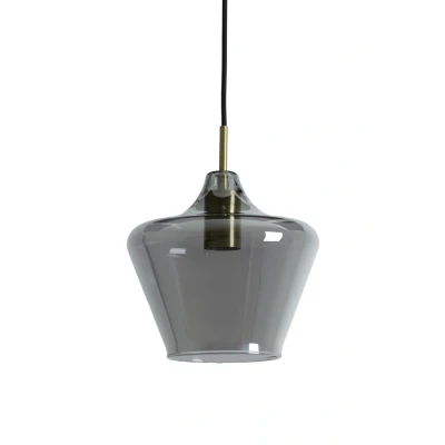 Afbeelding van Solly hanglamp Ø22x21 cm antiek brons/smoke glas