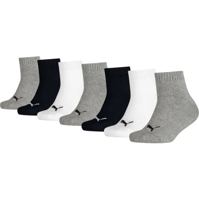 Afbeelding van PUMA KIDS Set van 7 paar quartersokken voor meisjes en jongens, maat 23 42, 882 grijs/wit/zwart