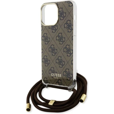 Afbeelding van Guess 4G Printed Crossbody Back Case Geschikt voor Apple iPhone 15 Pro (6.1&quot;) Bruin