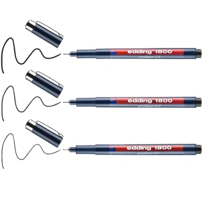 Afbeelding van edding 1800 ass. profipen 0.1/0.3/0.5 zwart 3ST 0,25/0,35/0,5 mm / 4 3