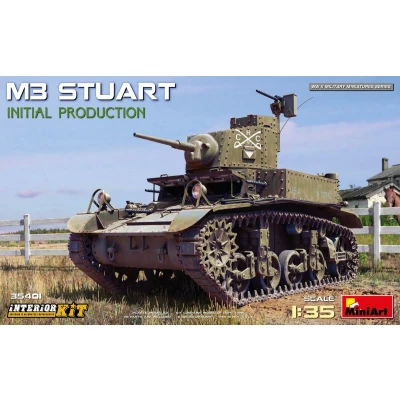 Afbeelding van 1:35 MiniArt 35401 M3 Stuart Initial Production with Interior Kit Plastic Modelbouwpakket