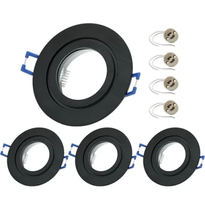Afbeelding van 4x Sweet LED Inbouwframe incl. GU10 fitting IP44 inbouwspots voor de badkamer, ronde van aluminium Ø 84mm, zwart