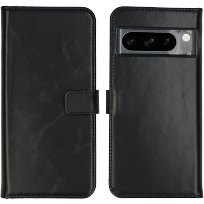 Afbeelding van Selencia Hoesje Geschikt voor Google Pixel 8 Pro Met Pasjeshouder Echt Lederen Bookcase Zwart