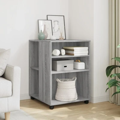 Afbeelding van Bijzettafel met wieltjes 55x60x78 cm hout grijs sonoma eiken