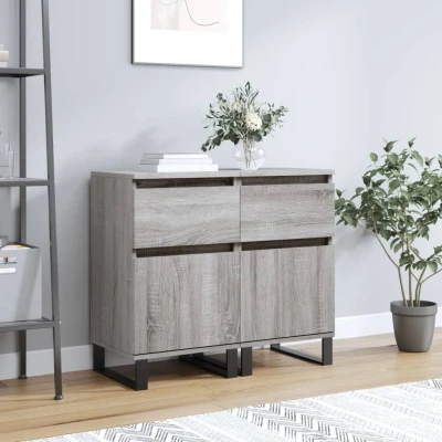 Afbeelding van Dressoirs 2 st 40x35x70 cm bewerkt hout grijs sonoma