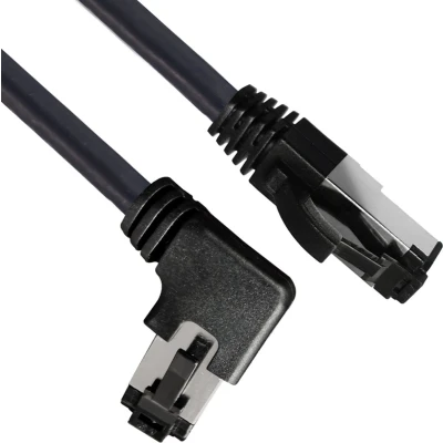 Afbeelding van Maxtrack TI51 1,5L RJ45 Netwerkkabel, patchkabel CAT 8.1 S/FTP 1.50 m Zwart 90 haaks naar rechts, Afgeschermd (enkel) 1 stuk(s)