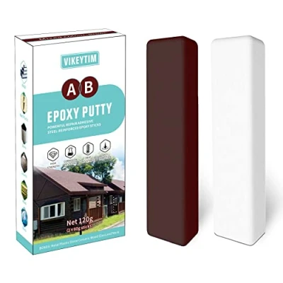 Afbeelding van VIKEYTIM Epoxyplamuur, 120 g, multifunctionele reparatiepasta, 2 componenten, epoxypasta, voor verlijmingen op meerdere materialen, metaal, harde kunststof, steen, hout, keramiek (bruin)
