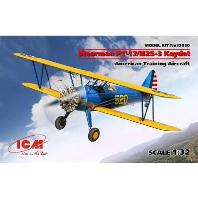 Afbeelding van 1:32 ICM 32050 Stearman PT 17/N2S 3 Kaydet American Training Aircraft Plastic Modelbouwpakket