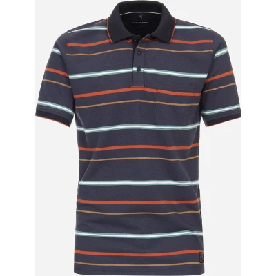 Afbeelding van Casa Moda Poloshirt Strepen Blauw maat 3XL heren met Regular fit Pasvorm Polyester Suitable Herenkleding