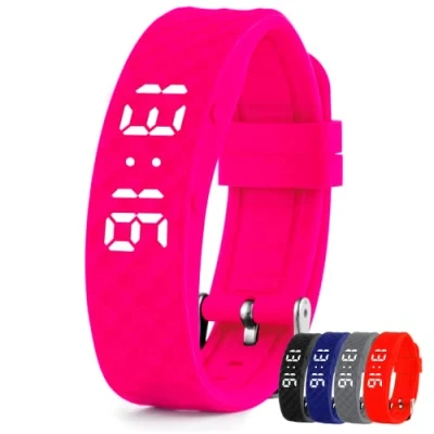 Afbeelding van TabTime Trillend alarmhorloge (handleiding in het Frans) tot 10 persoonlijke alarmen of pilherinneringen per dag, Roze, klein, modern, Modern