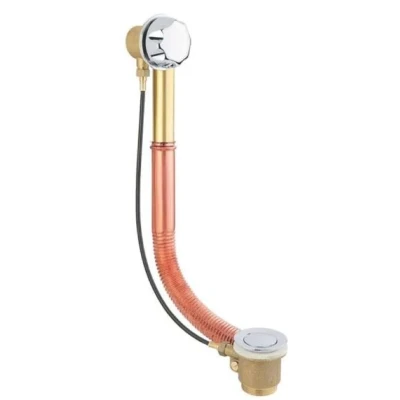 Afbeelding van PB badafvoer Chroom met draaiknop aan overloop voor inbouw baden 1208958380