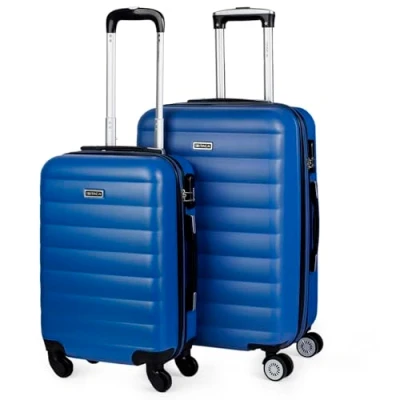 Afbeelding van ITACA Set van 3 trolleykoffers 50/60/70, ABS. Uitbreidbaar. Stijf, bestendig en Telescopische handgreep, 2 handgrepen, 4 wielen. Lock geïntegreerd. Kleine lage kosten, blauw, Modern