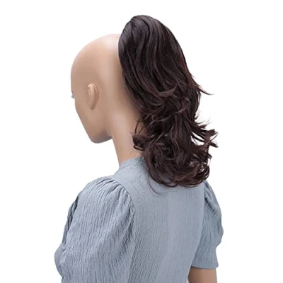 Afbeelding van Prettyshop H108 Haarstuk, 30 cm, met vlinder clip, paardenstaart, haarvlecht extensies, volume, golvend, mix roodbruin