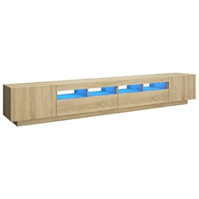 Image de vidaXL Meuble TV avec lumières LED Chêne sonoma 260x35x40 cm3081918