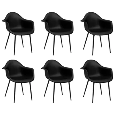 Afbeelding van vidaXL Eetkamerstoelen 6 st PP zwart