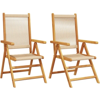 Afbeelding van Tuinstoelen 2 st massief acaciahout en polypropeen beige