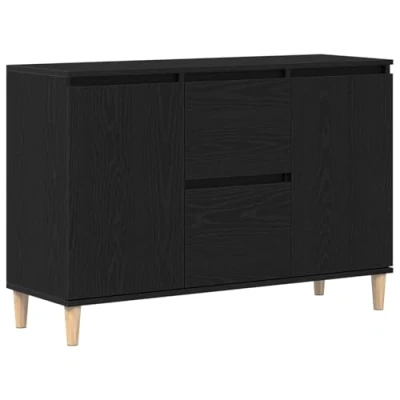 Afbeelding van vidaXL Dressoir Zwart eiken Massief eikenhout 103.7x35x70 Opbergdressoir