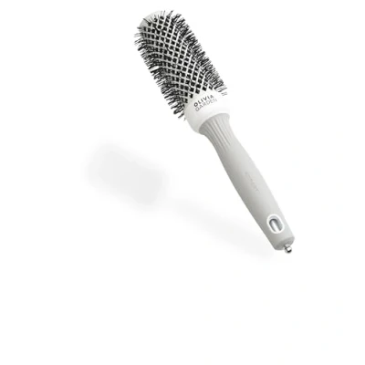 Image de Olivia Garden Expert Blowout Shine Blanc &amp; Gris 35 Brosse ronde en céramique antistatique pour brushing brillant et sans frisottis