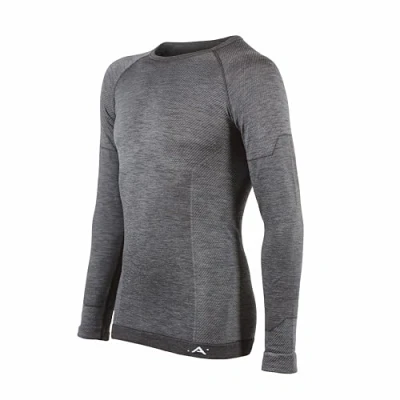 Afbeelding van Risalti thermisch shirt voor dames en heren, van merinowol, uniseks ondergoed met lange mouwen, ademend, thermische winterkleding, naadloos, gemaakt in Italië,, Antraciet mouwen