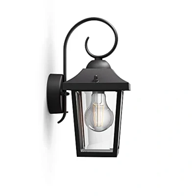 Image de Philips Buzzard Wandlamp 60 W E27 Fitting Spatwaterdicht Exclusief Lichtbron Buitenlamp Muurlamp Zwart