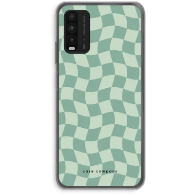 Afbeelding van Case Company® hoesje geschikt voor Xiaomi Redmi 9T Grid Groen Soft Cover Telefoonhoesje Bescherming aan alle Kanten en Schermrand