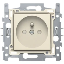 Afbeelding van Niko, Stopcontact met penaarde en kinderveiligheid, inbouwdiepte 28,5 mm, sokkel insteekklemmen afwerkingsset Original Cream