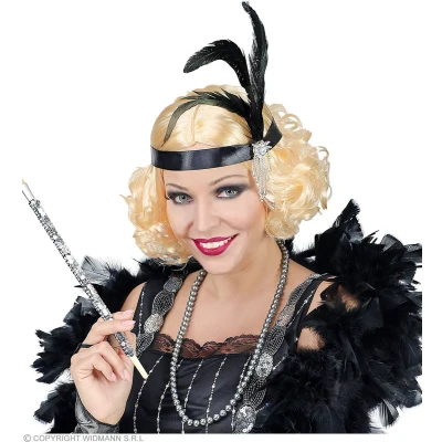 Afbeelding van Widmann Jaren 20 Danseressen Kostuum Pruik En Veren Hoofdband Charleston Blond Carnavalskleding Verkleedkleding