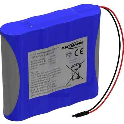 Afbeelding van Ansmann 4S1P Akkupack 4x 18650 Kabel Li ion 14.5V 3500mAh Accupack Aantal cellen: 4 14.5 V 3500 mAh
