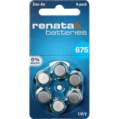 Afbeelding van Renata Knoopcel ZA675 1.4 V 6 stuk(s) 660 mAh Zink lucht Hearing Aid PR44
