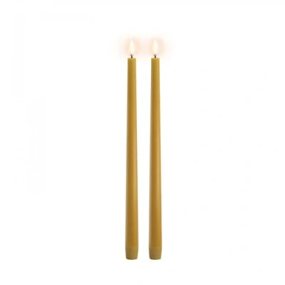 Afbeelding van Uyuni LED Tafelkaars Slim line, Curry yellow Smooth, Set van 2, 2,3x32cm