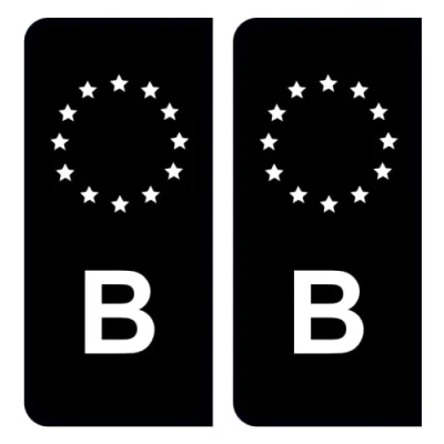 Afbeelding van HADEXIA Stickers kentekenplaat B België Europese Unie Europa EU zwart