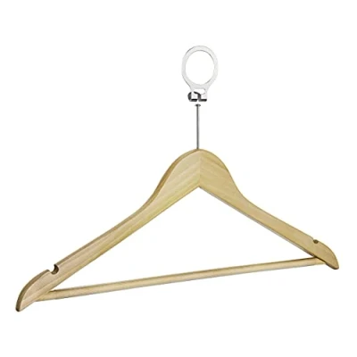 Afbeelding van WENKO Anti diefstalhanger, houten kleerhanger, 4 stuks, 45 x 23,5 1,2 cm, hout, bruin