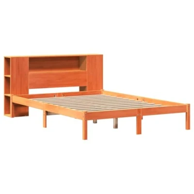 Afbeelding van vidaXL Bed met boekenkast zonder matras grenenhout wasbruin 160x200 cm