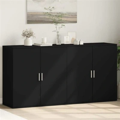 Afbeelding van vidaXL Dressoirs 2 st 79x38x80 cm bewerkt hout zwart