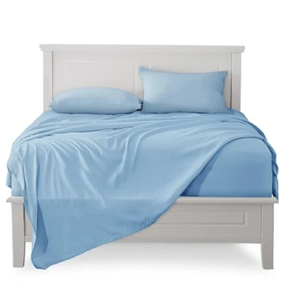 Afbeelding van Poligino Beddengoed, 90 x 190 200 cm, 3 delig, 100% katoen, hoeslaken, bedlaken voor eenpersoonsbed, 160 280 1 kussensloop 50 80 lichtblauw