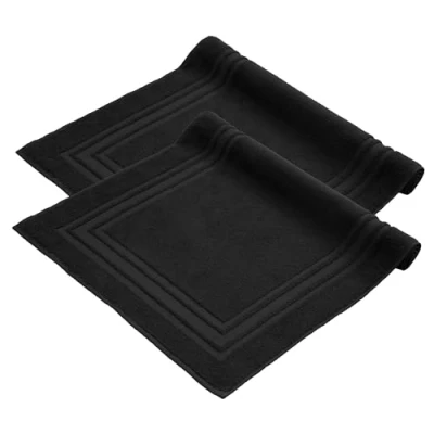 Afbeelding van Komfortec Badmat 2 stuks Zachte en Absorberende Douchemat 50x70 cm 100% Katoen Zwart