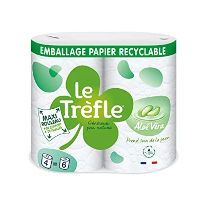 Afbeelding van Le Trifle® Aloë Vera carta igienica, 4 maxi rotoli = 6 classici Soffici Triplo Spessore Lozione Vera, Confezione di Riciclabile certificata FSC® mista