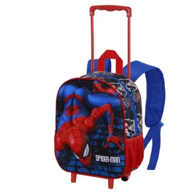 Afbeelding van Marvel Spiderman Wall Small rugzak met wieltjes, rood, 26 x 34 cm, inhoud 7 l, één maat, Kleine 3D wielen, Eén wieltjes