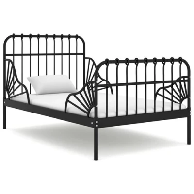 Afbeelding van Bedframe verlengbaar metaal zwart 80x130/200 cm