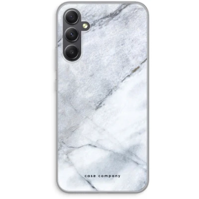 Afbeelding van Case Company® hoesje geschikt voor Samsung Galaxy A34 Witte marmer Soft Cover Telefoonhoesje Bescherming aan alle Kanten en Schermrand