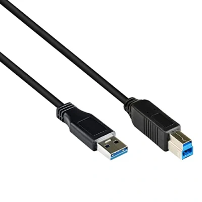 Afbeelding van USB A naar B kabel USB3.0 tot 0,9A / zwart 1,8 meter