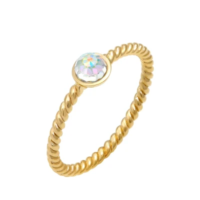 Afbeelding van Elli Twisted Vintage Ring goldcoloured, Dames, Maat: 54, Gold coloured
