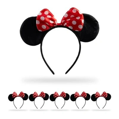 Afbeelding van Relaxdays diadeem muizen oren set van 6 met strik carnaval verkleedaccessoire